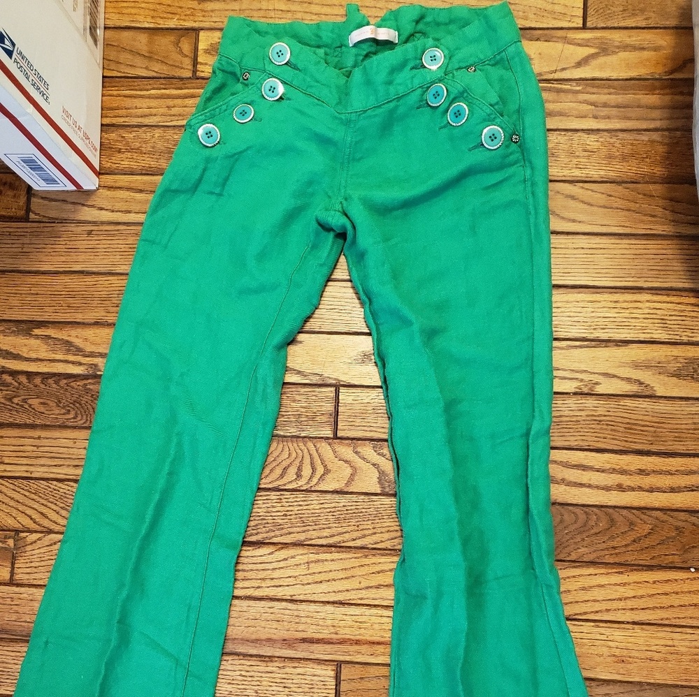 Green linen pants